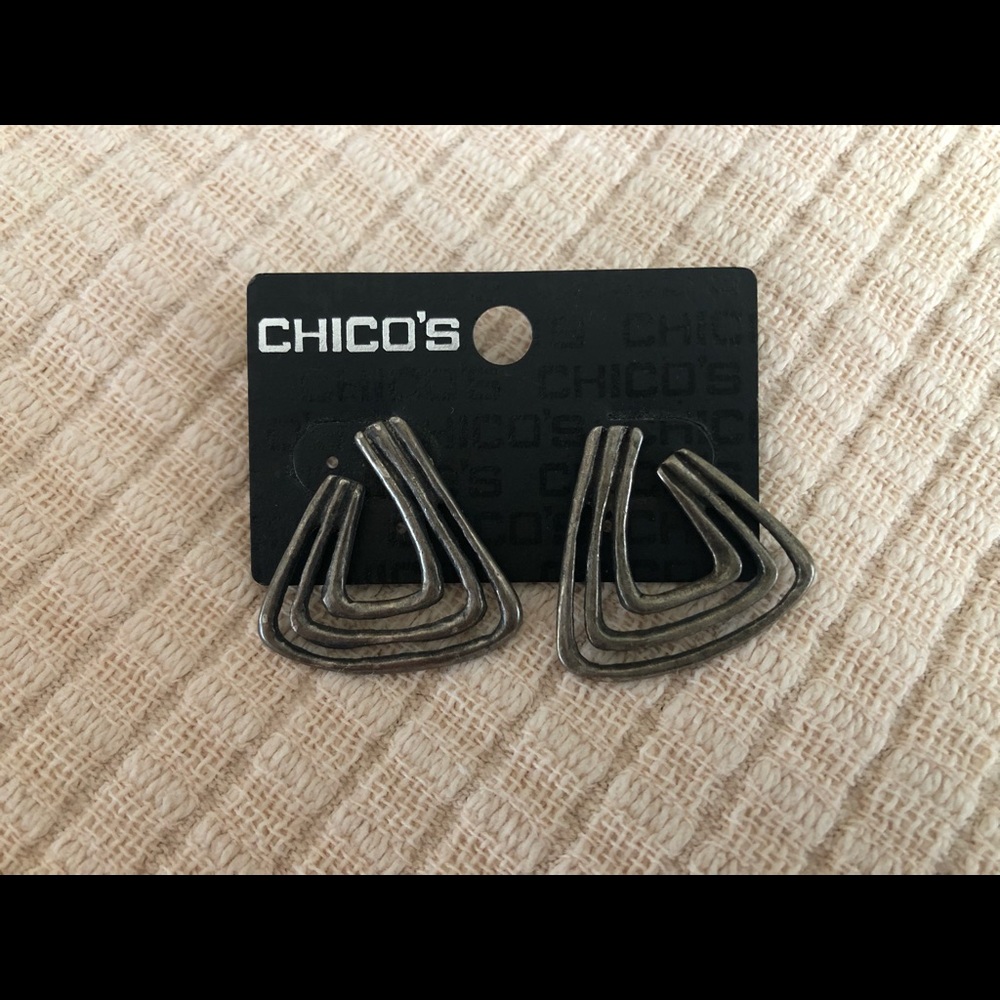 Chico’s Triangular Silver Tone Earrings